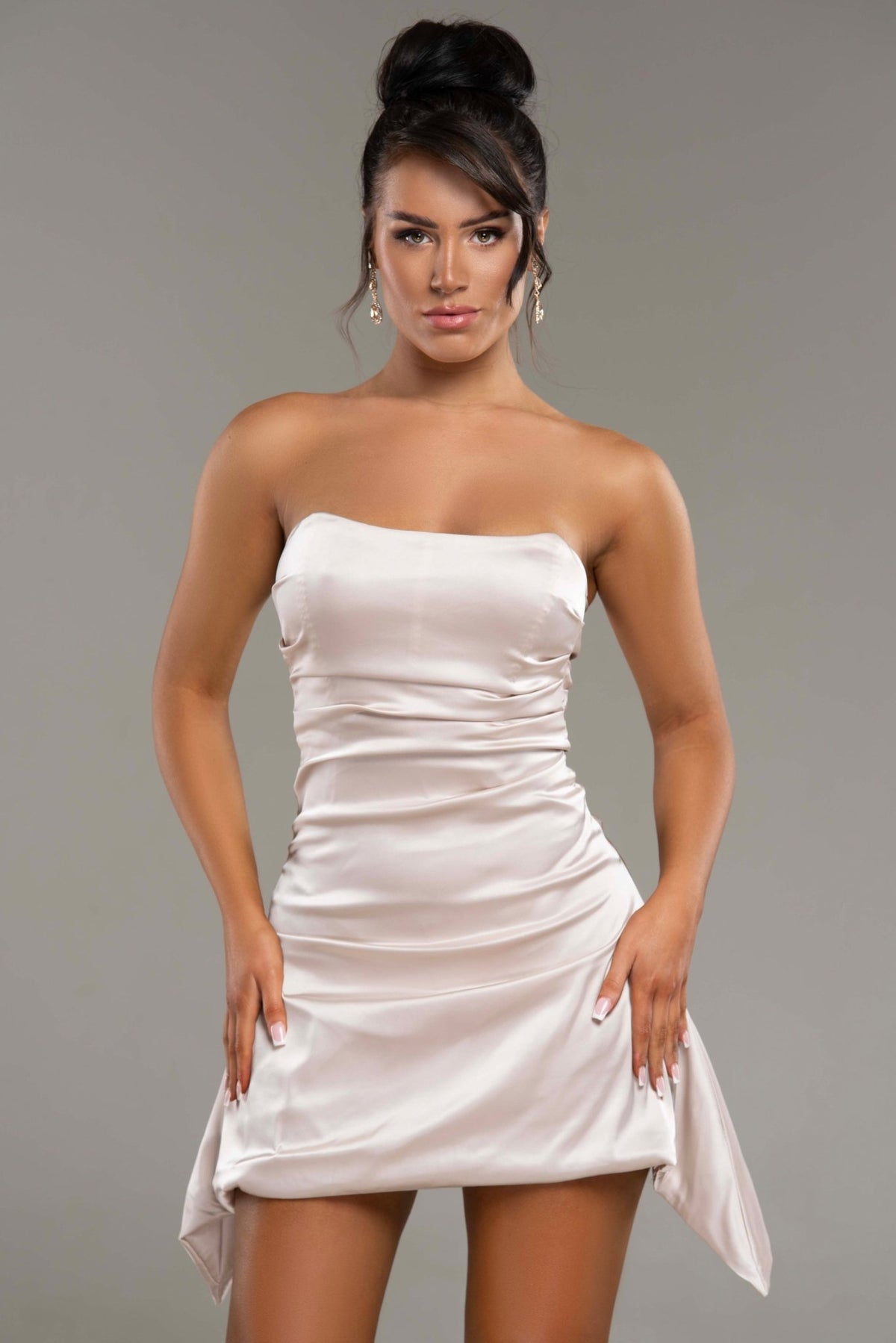 Fox Champagne Satin Mini Dress - Potere ClothingDress