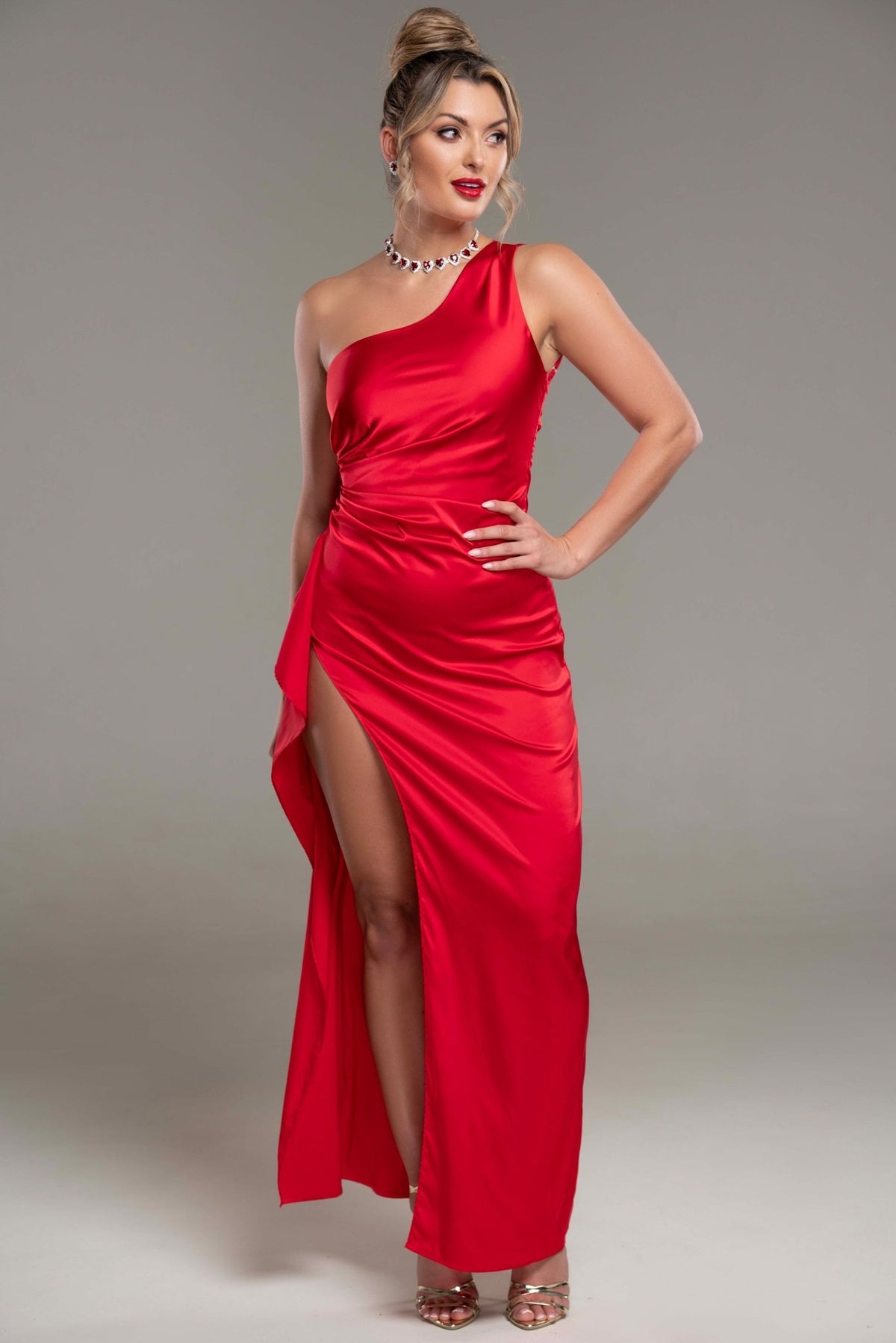 Gal Red Satin Maxi - Potere ClothingDress
