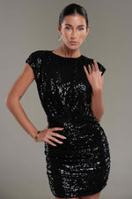 Ora Black Mini Sequin Dress - Potere ClothingDress