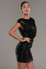 Ora Black Mini Sequin Dress - Potere ClothingDress
