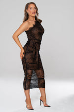 Stapleton Black Lace One Shoulder Midi Dress - Potere ClothingDress