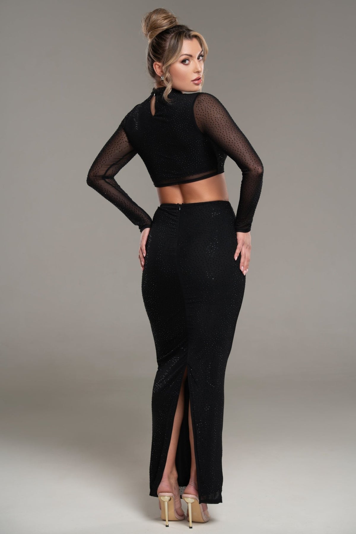 Vargas 2PC Rhinestone Mesh Skirt Set - Potere ClothingCo - Ords