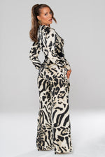 Leopard print long-sleeve jumpsuit