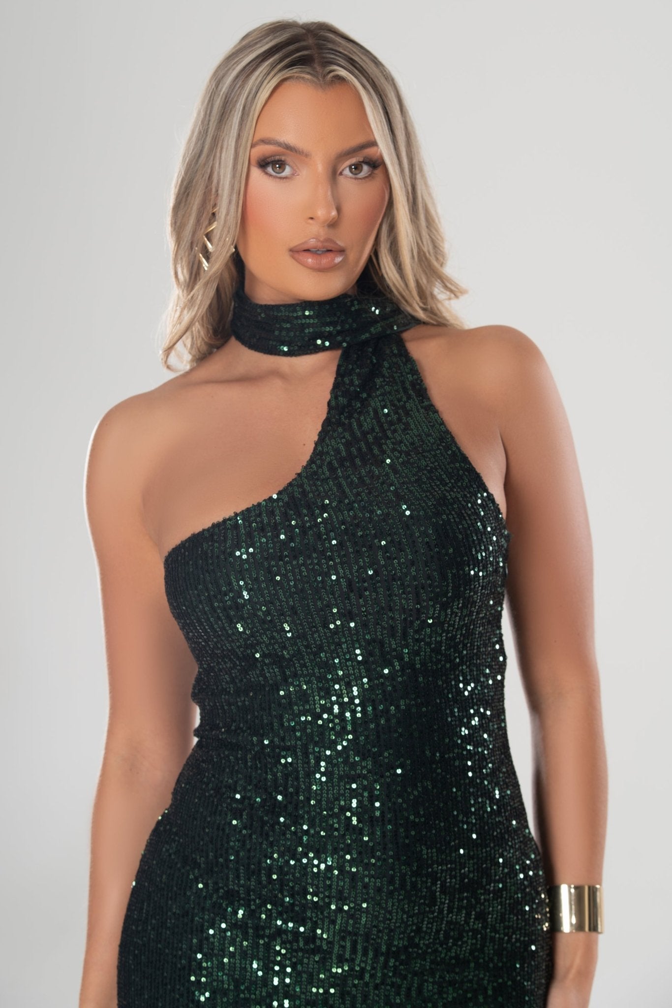 Camilla Emerald Green Sequin Midi Dress Potere Clothing Camilla Emerald Green Sequin Midi Dress Potere Clothing