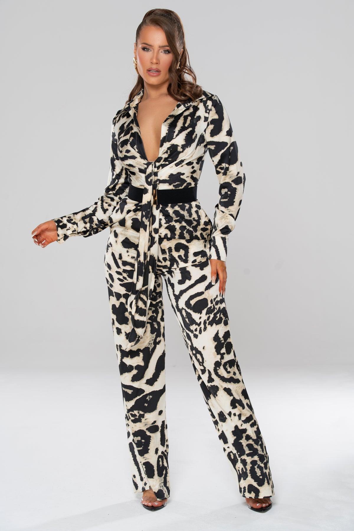 evening leopard print jumpsuit