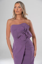 Olivia Statement Flower Purple Strapless Dress - Potere ClothingDress