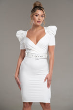 The Monroe Ivory Belted Pencil Dress - Potere ClothingDress