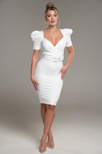 The Monroe Ivory Belted Pencil Dress - Potere ClothingDress